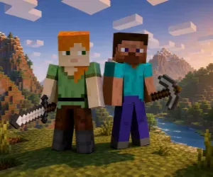 Alex y Steve en Minecraft