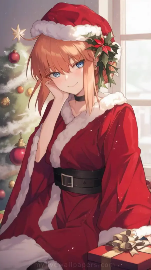 Chica de anime con traje de Santa