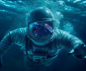 Astronauta bajo el agua