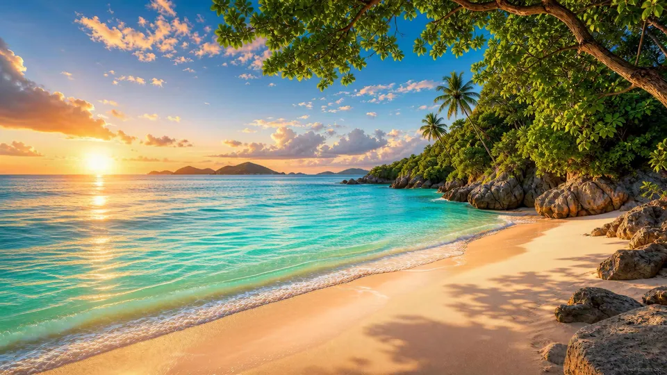 Atardecer tropical en la playa