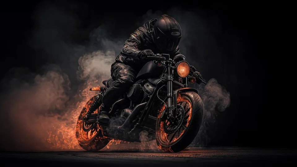 Motociclista en la oscuridad