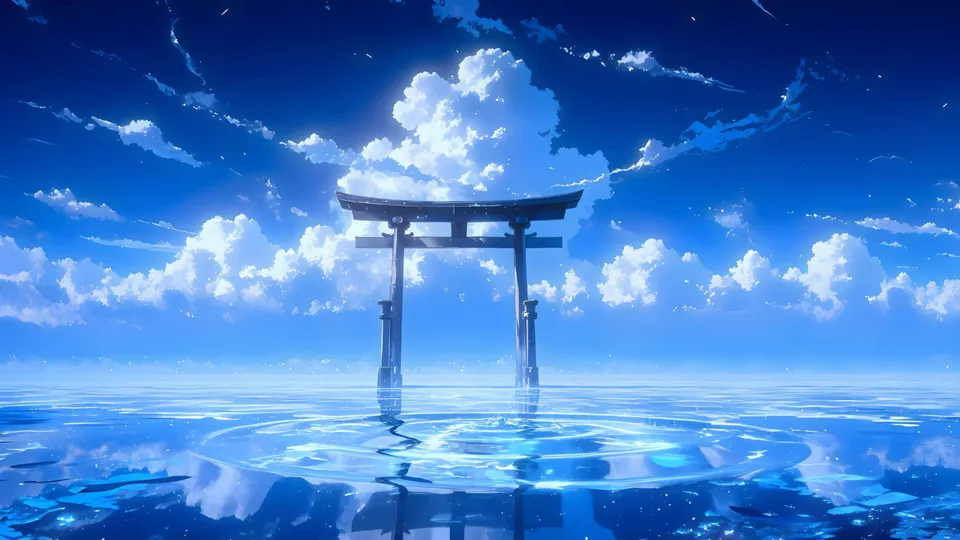 Torii en el Cielo Azul