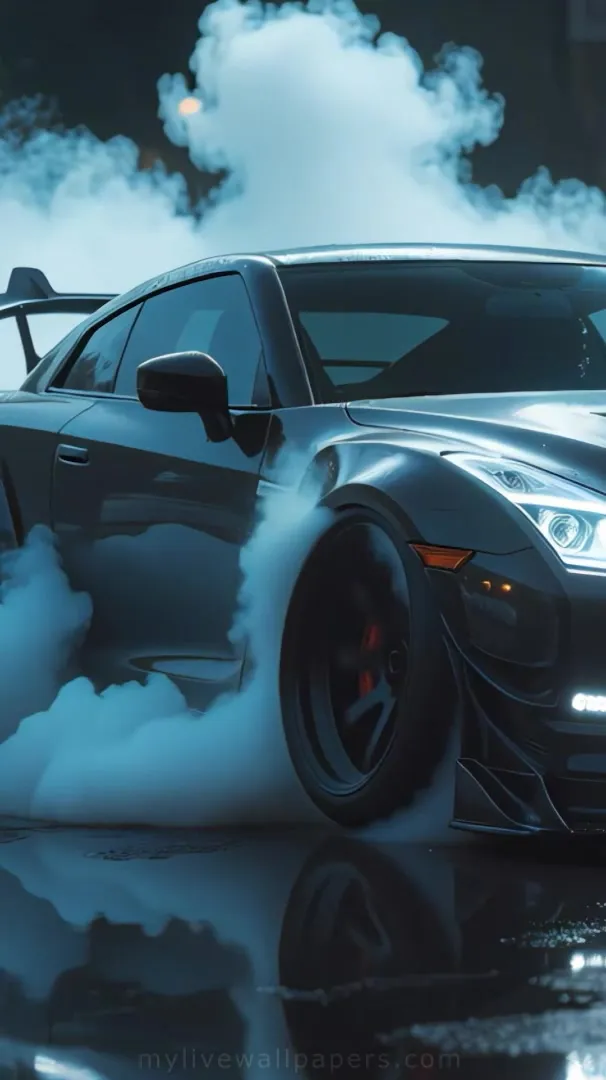 Coche Negro Haciendo Derrape con Humo