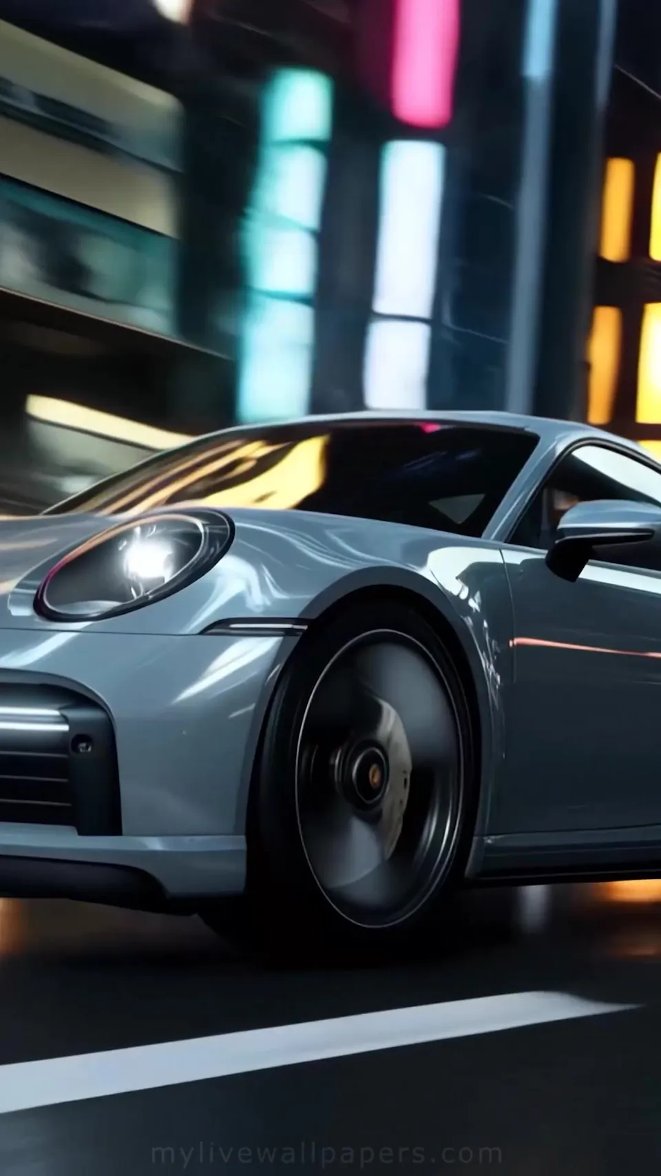 Porsche Gris en la Ciudad