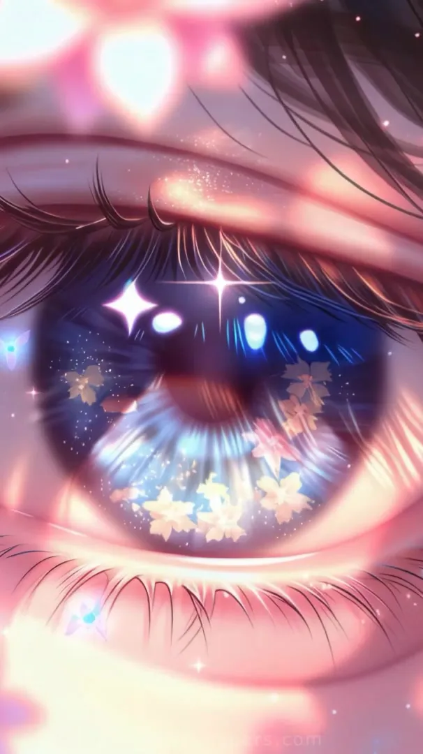 Detailed Eye with Cherry Blossoms