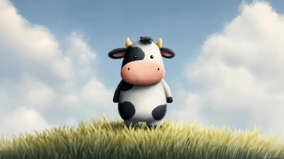 Vaca tierna en la pradera