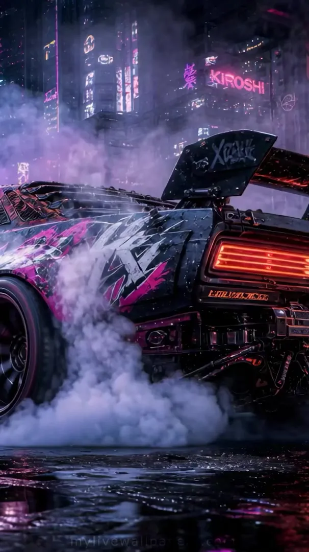 Coche Deportivo Ciberpunk Acelerando