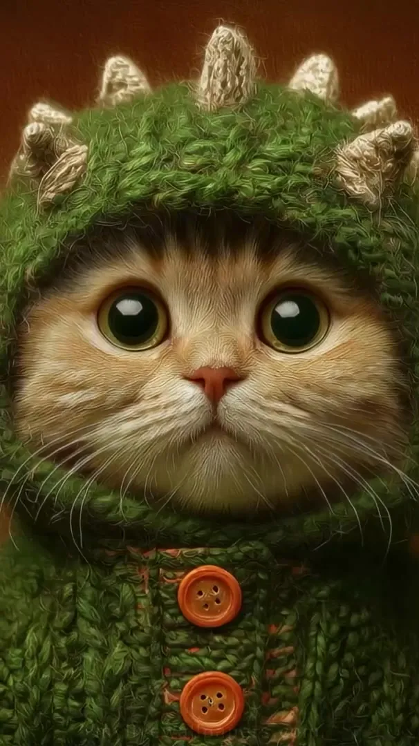 Gato con Gorro de Dinosaurio