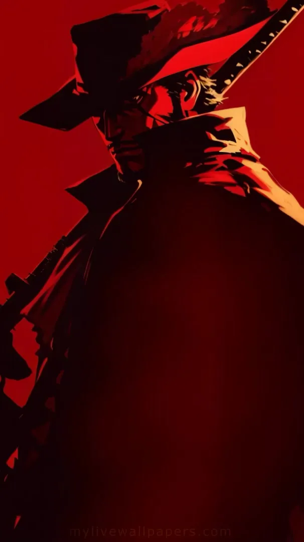 Silueta de Pistolero en Rojo