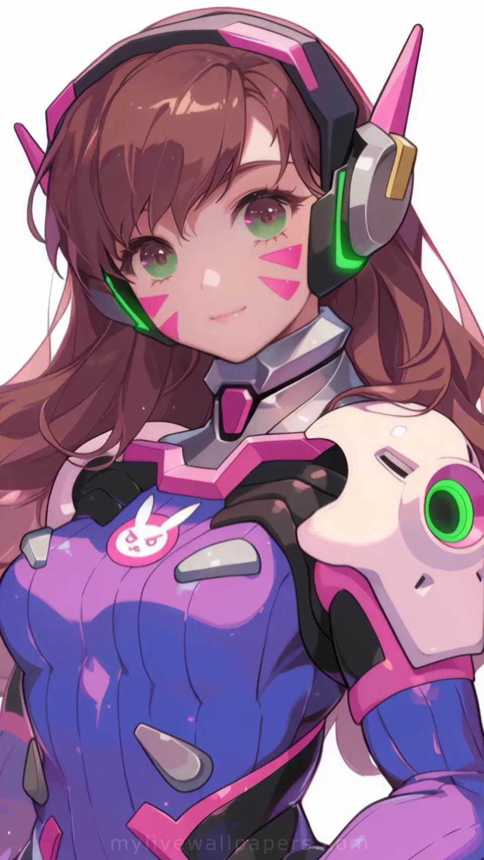 D.Va from Overwatch in futuristic suit with headphones