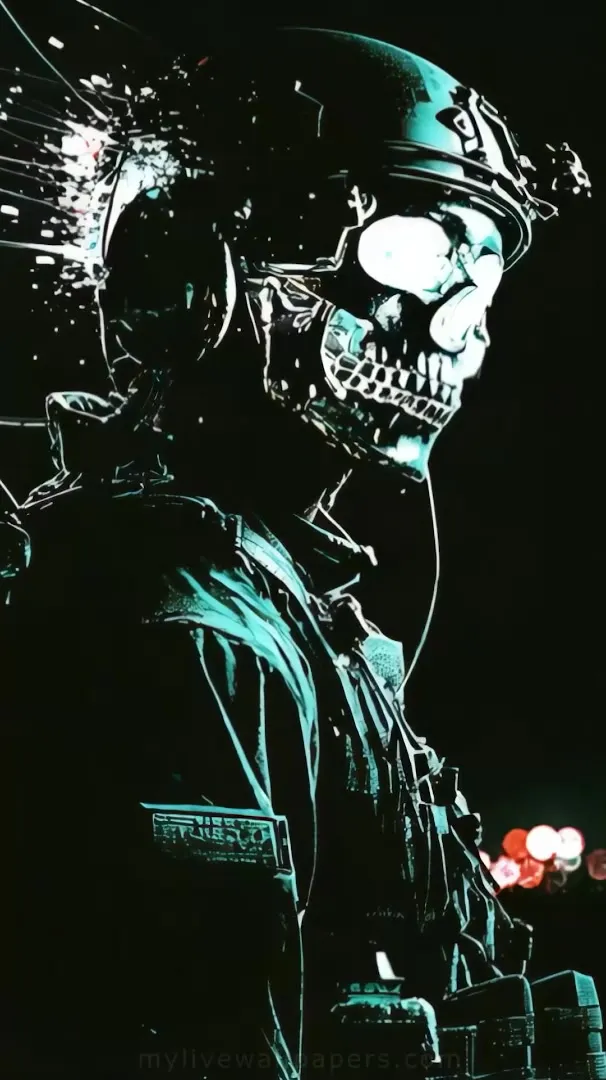 Soldado Cibernético con Casco y Calavera