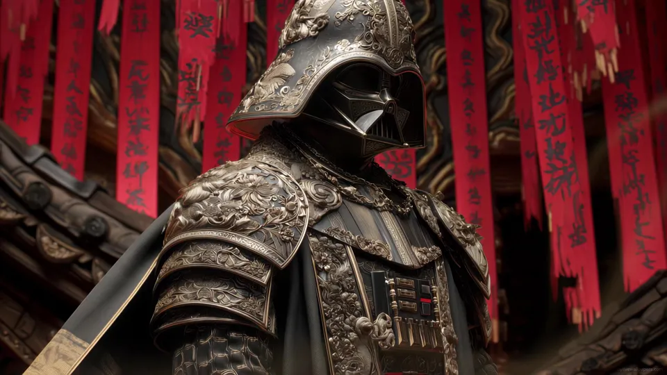 Darth Vader con armadura imperial estilo dinastía