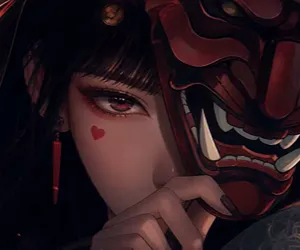 Girl with Hannya Mask