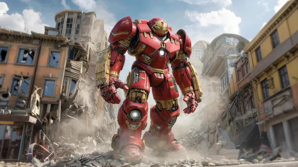 Hulkbuster in urban ruins