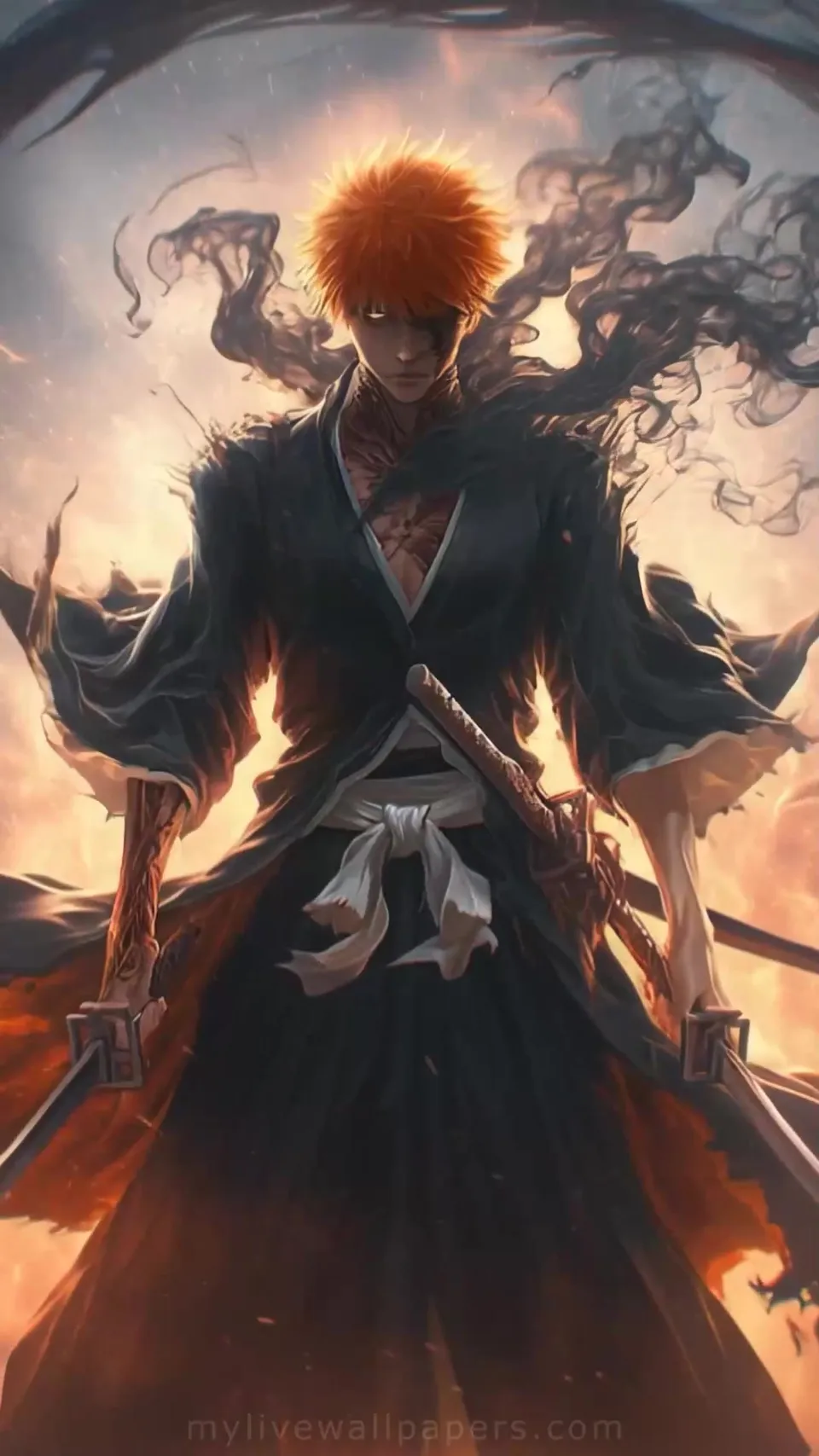 Ichigo Kurosaki entre humos negros