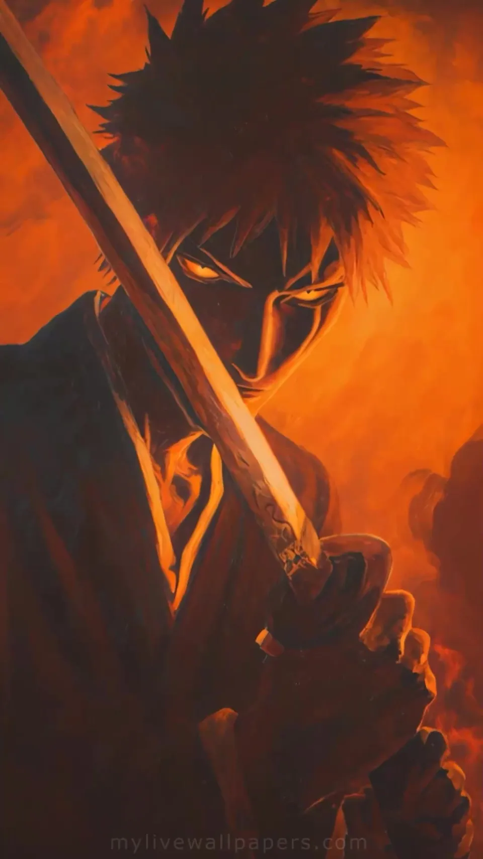 Ichigo Kurosaki entre humo naranja