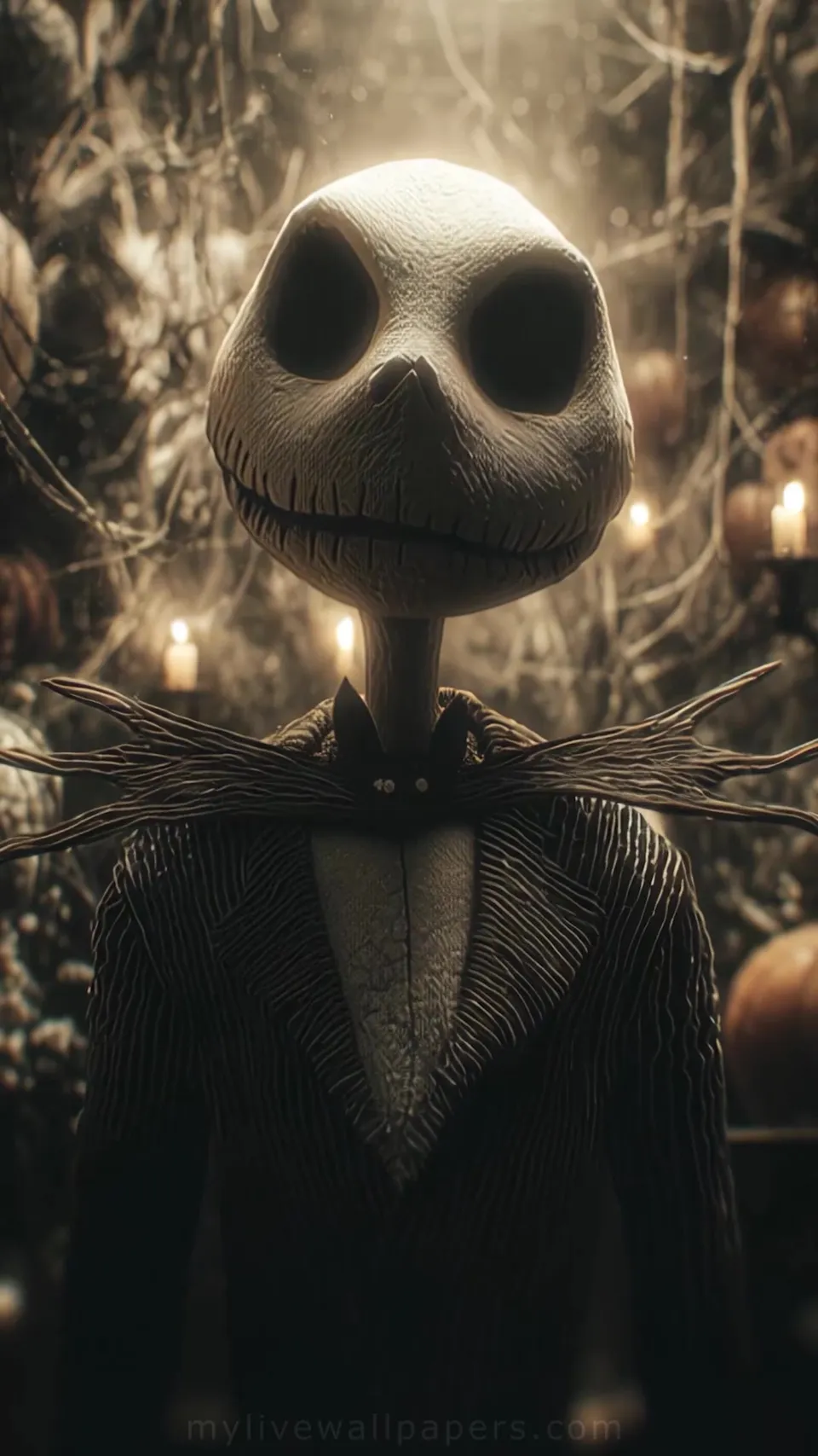 Jack Skellington entre calabazas
