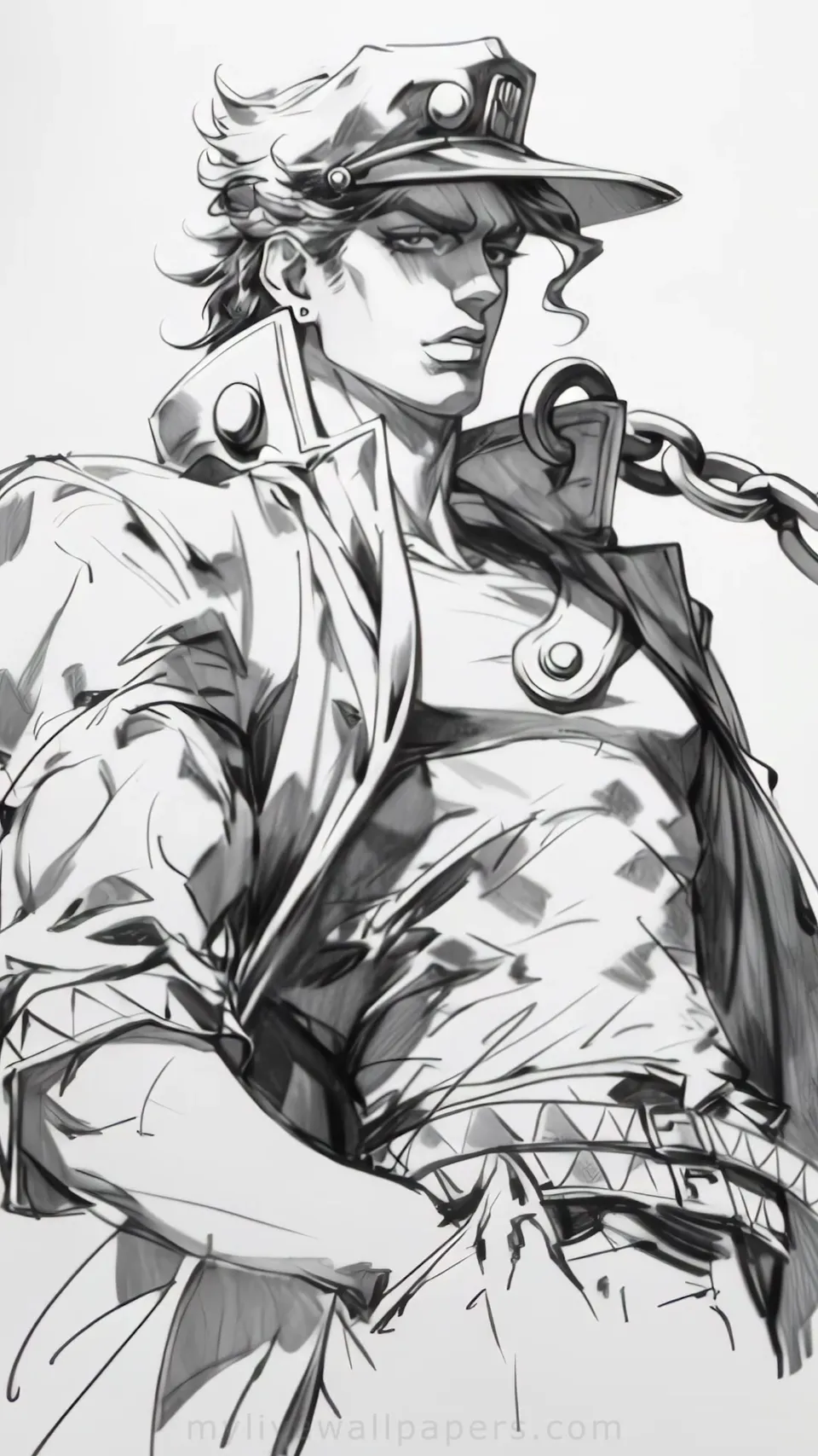 Boceto a lápiz de Jotaro Kujo