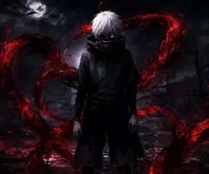 Ken Kaneki con Kagune rojo