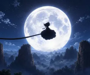 Goku Niño volando en la Nube Voladora
