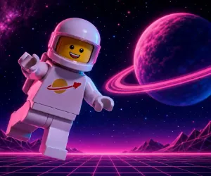 Astronauta de Lego en el Espacio con Neón