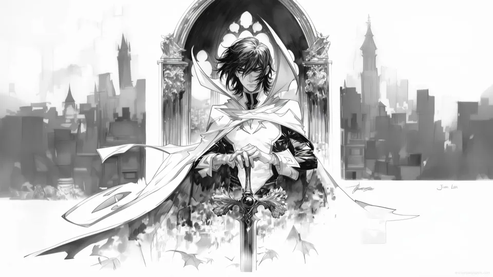 Boceto de Lelouch con Espada