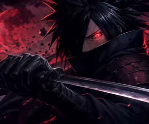 Madara Uchiha with Red Moon