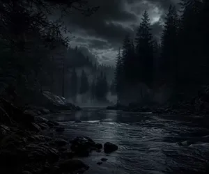 Río Nocturno en el Bosque