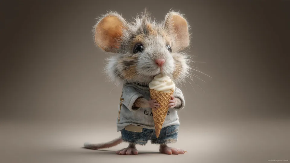 Mouse Eating Ice Cream
