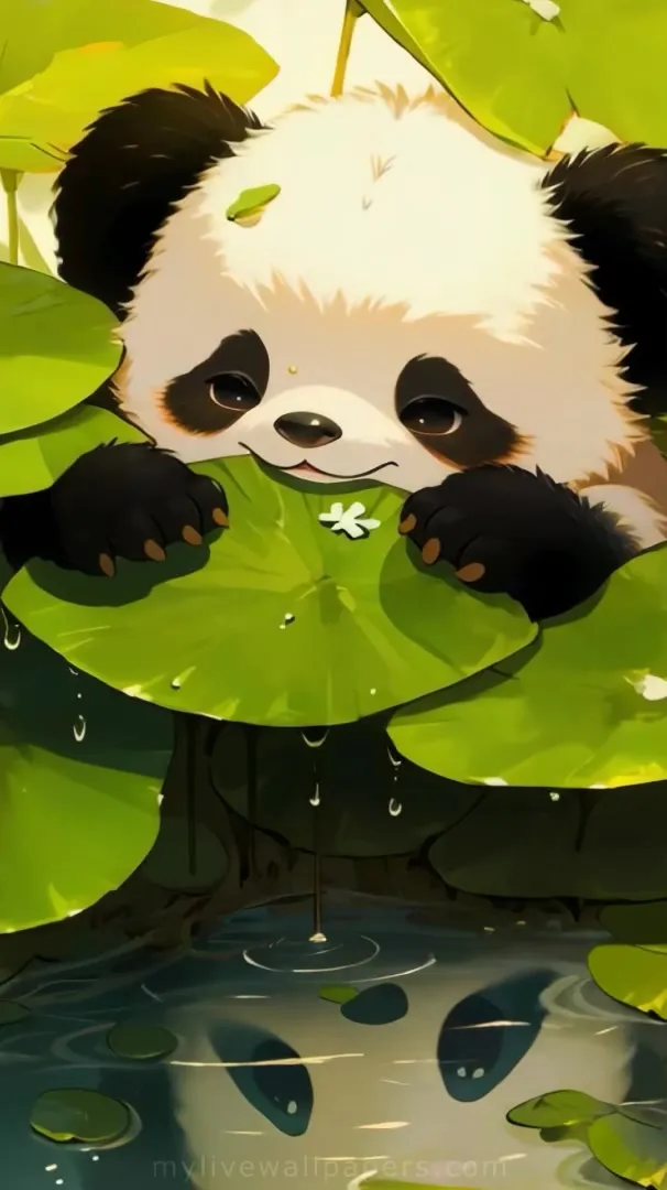 Panda en nenúfares