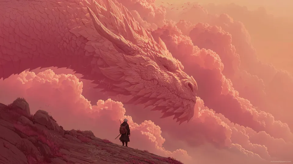 Dragón Rosado en las Nubes