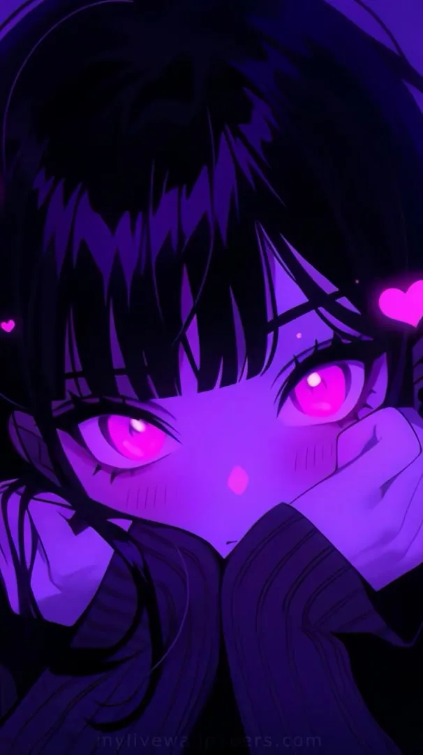 Chica de anime con corazones rosados