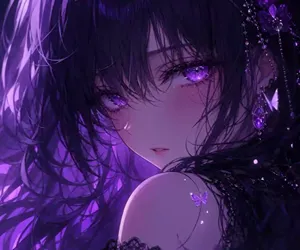 Anime Girl with Purple Butterflies