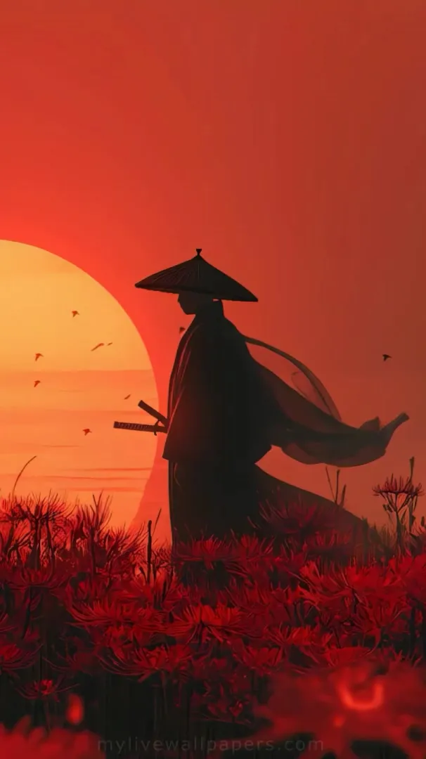 Samurái al amanecer rojo