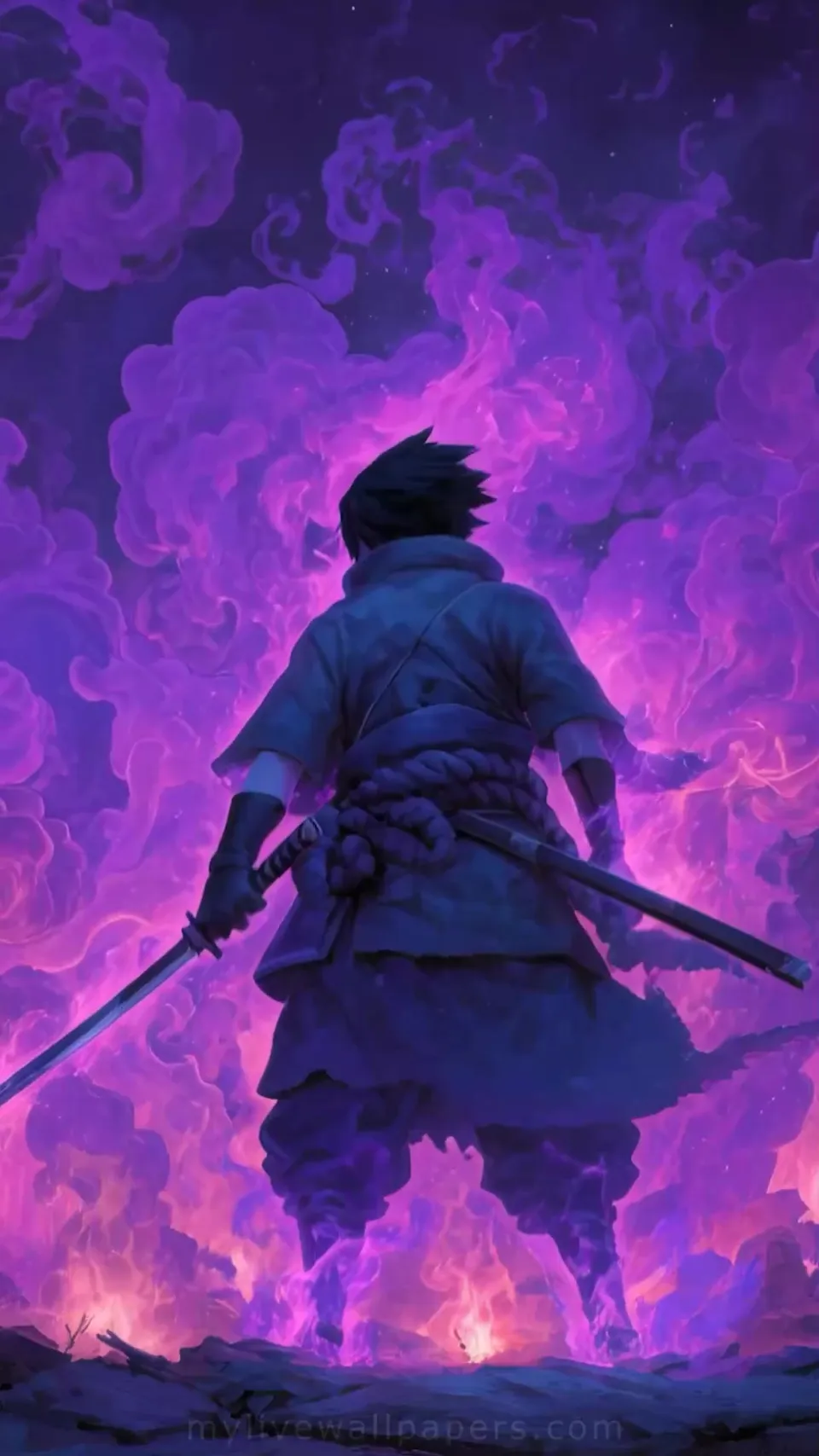 Sasuke en el Pueblo en Llamas