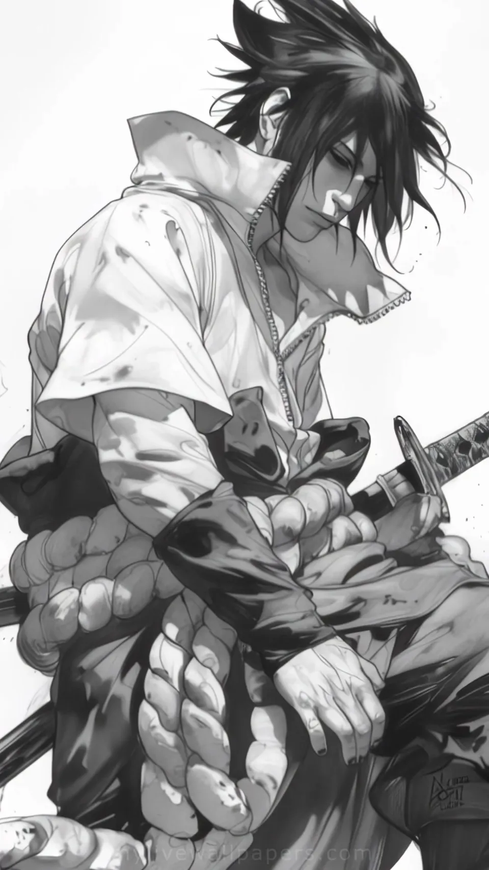 Boceto a lápiz de Sasuke