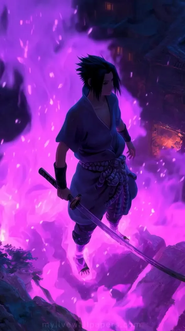 Sasuke y Llamas Moradas