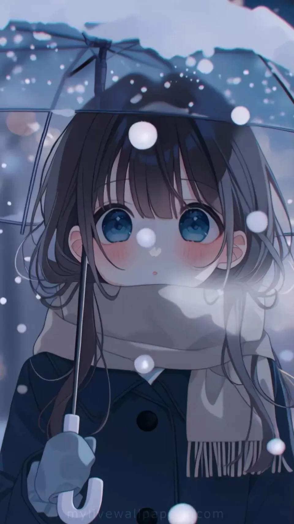 Niña en la Nieve con Paraguas