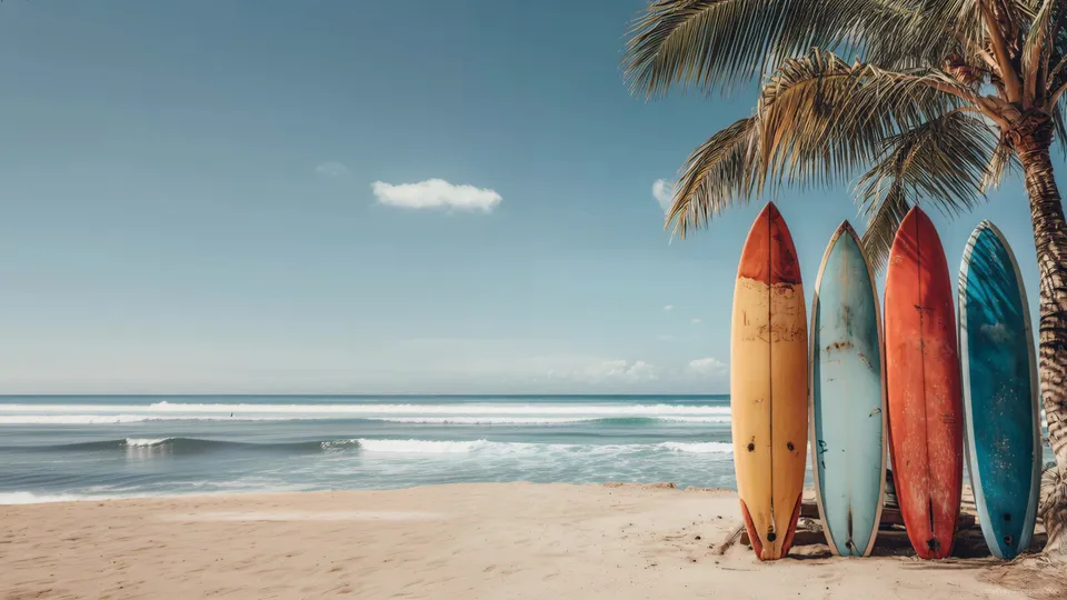 Tablas de surf en la playa