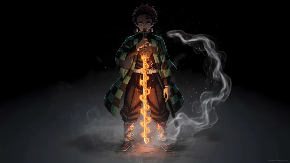 Tanjiro con Espada de Fuego