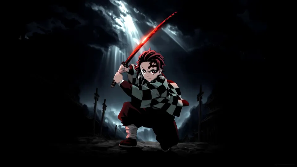 Tanjiro bajo la luz de la luna