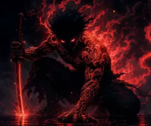 Guerrero Demonio con Espada Roja