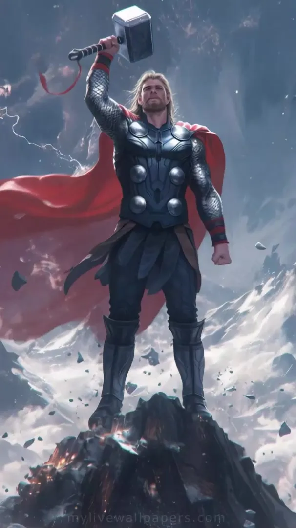 Thor en la cima de la montaña