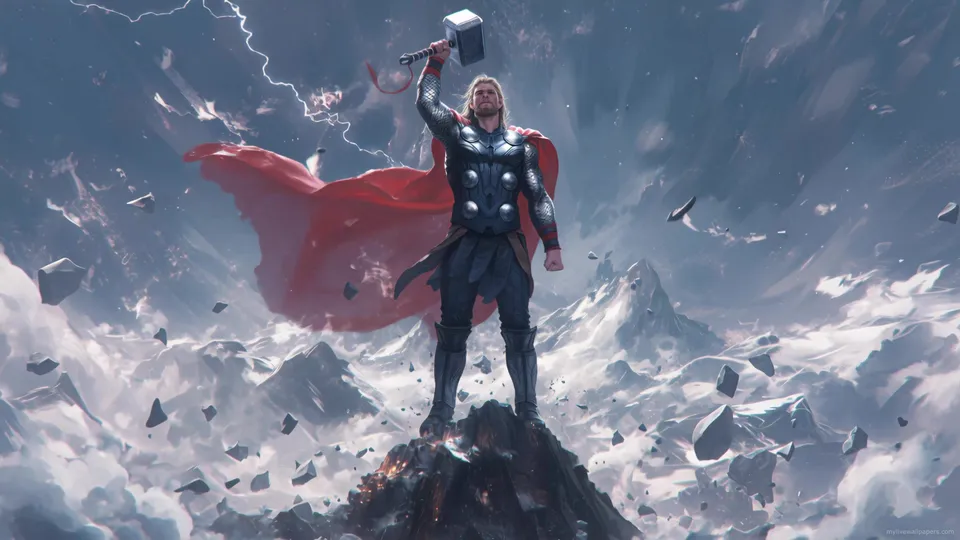 Thor en la cima de la montaña