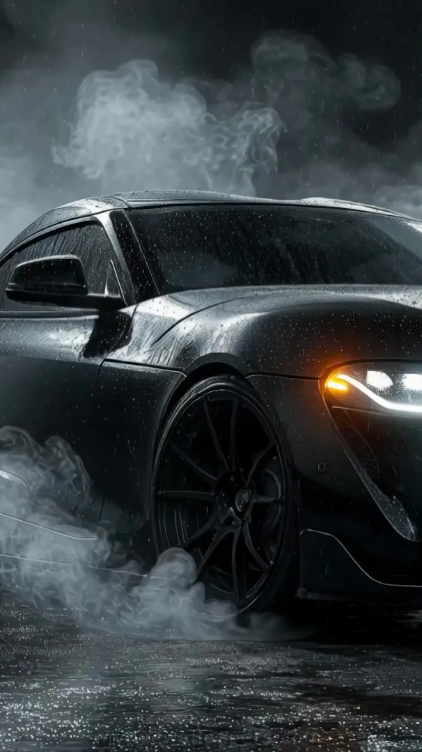 Toyota Supra Negro en la Niebla