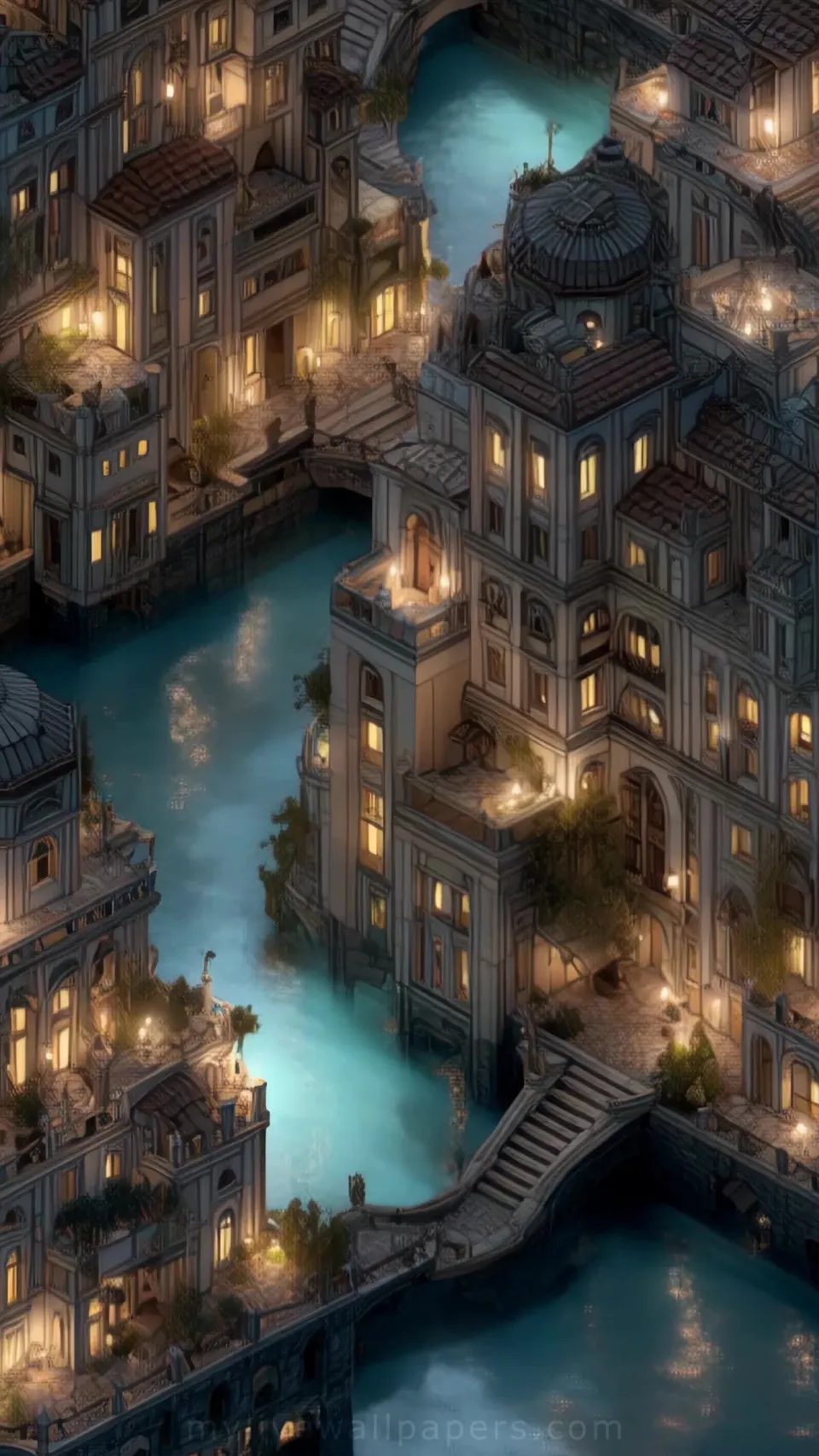 Ciudad de Agua Nocturna