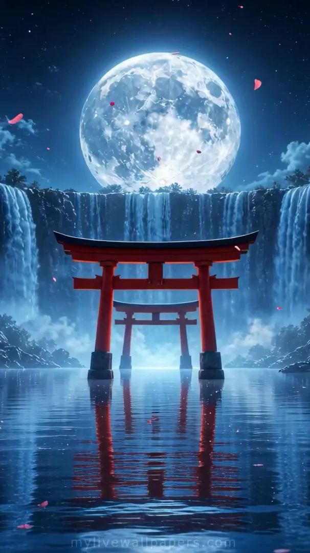 Puerta Torii bajo la Luna Llena