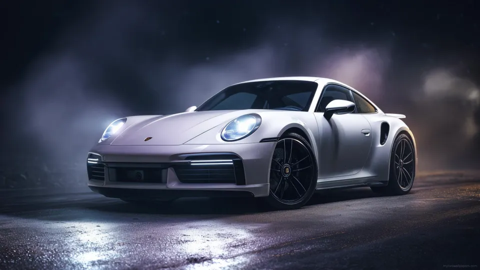 Porsche 911 Blanco en la Bruma