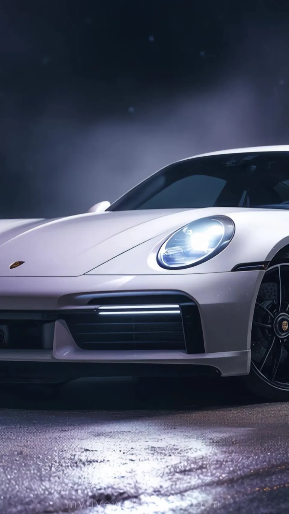 Porsche 911 Blanco en la Bruma