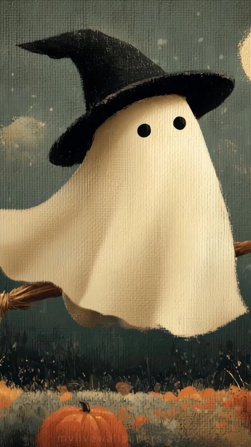 Fantasma volador con sombrero de bruja